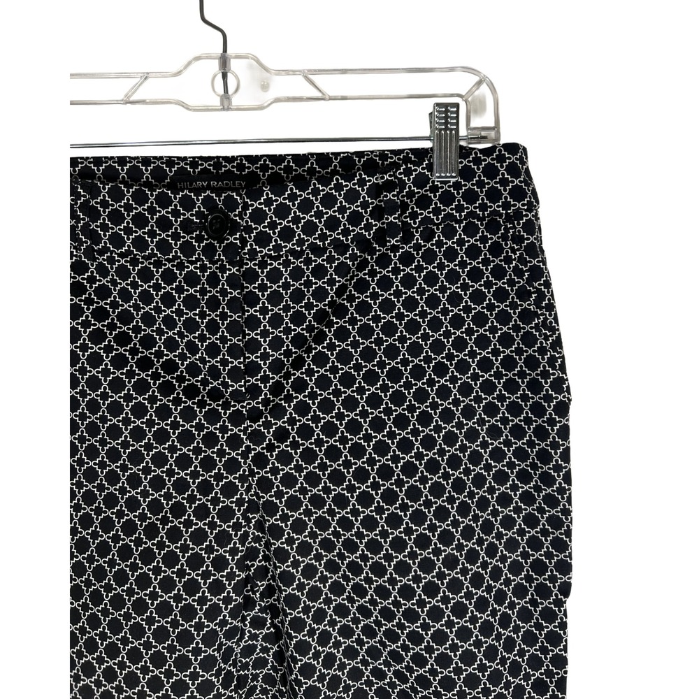 Hilary Radley Womens Black White Quatrefoil Geometric Capris Pants Size 6 - Picture 2 of 7